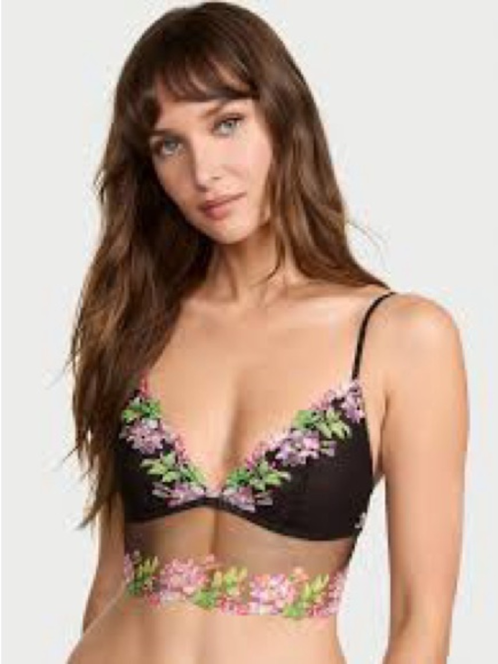 Victoria's Secret Whisteria Embroidery Triangle Bra Top Medium-DD NWT